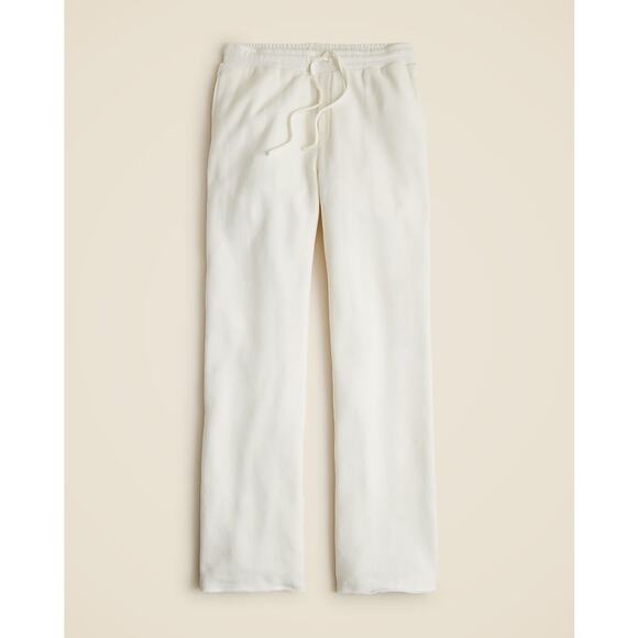 NWT J.Crew Women's Heritage Terry Wide-Leg Relaxed Fit Sweatpant Ivory Small - Picture 1 of 9